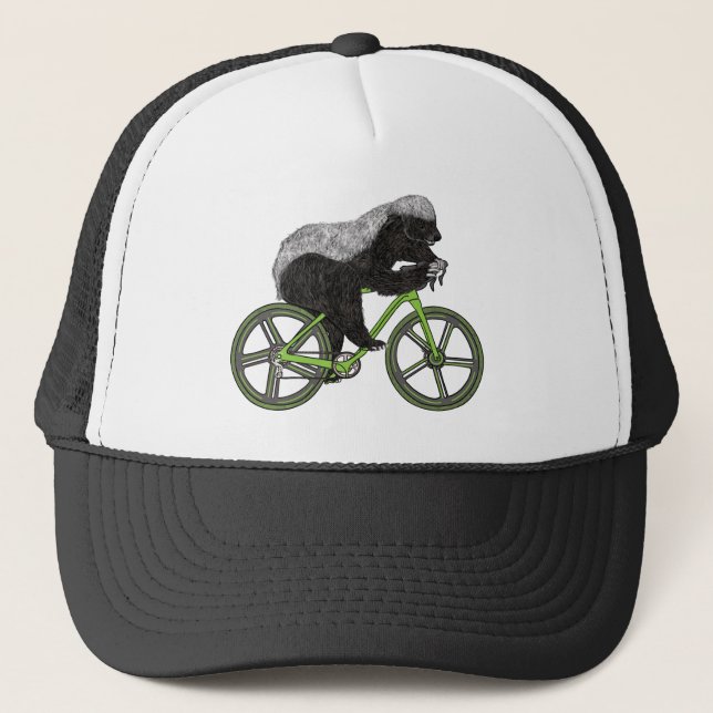 Honey Badger Cycling on a bicycle  Trucker Hat (Front)