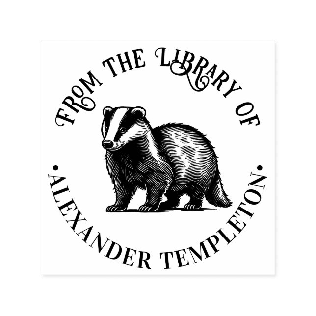 Honey Badger Drawing “From the Library of” #1P Self-inking Stamp (Design)