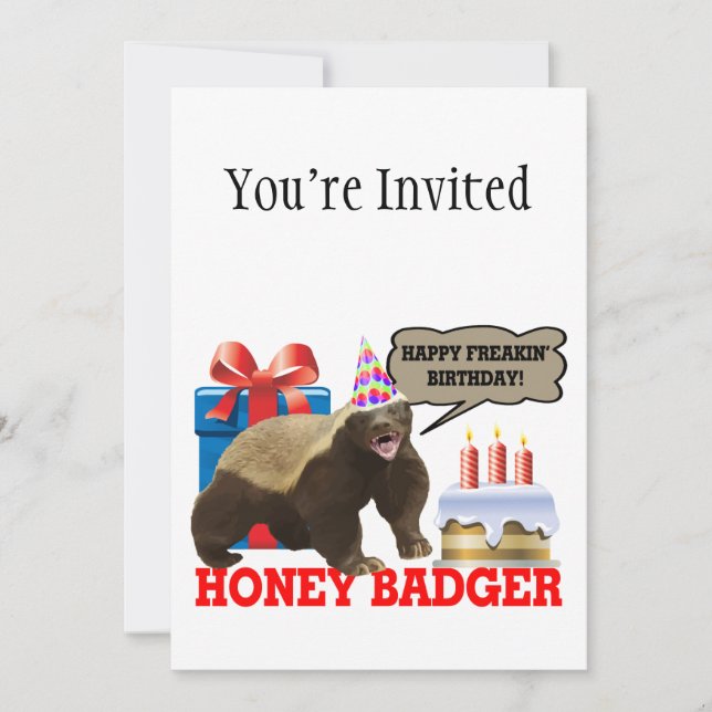 Honey Badger Happy Freakin' Birthday Invitation (Front)
