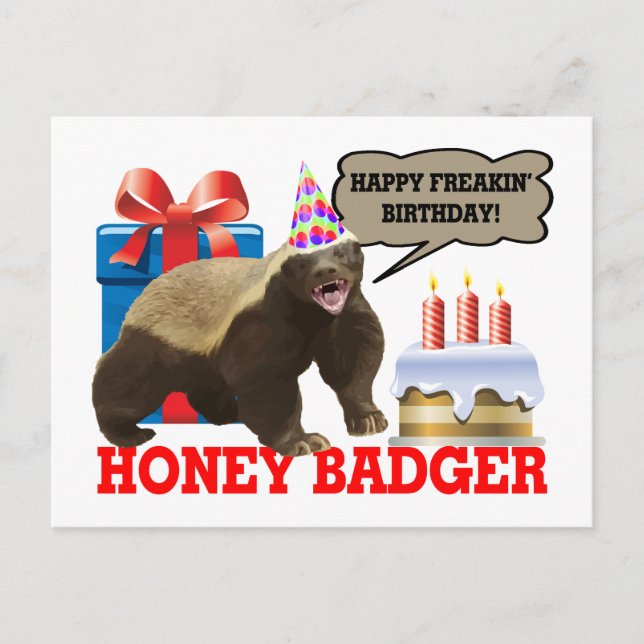Honey Badger Happy Freakin' Birthday Postcard (Front)