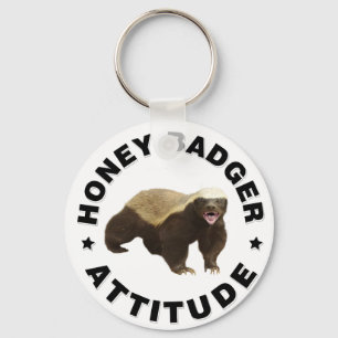 Honey badger has attitude keychain