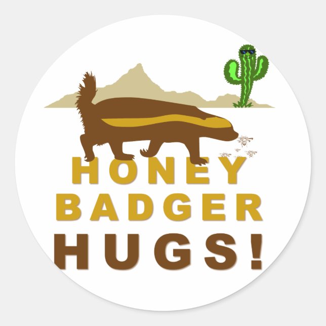 Honey Badger Hugs Classic Round Sticker (Front)