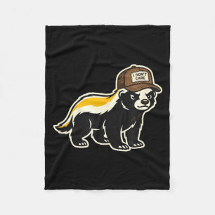 Honey Badger I Don't Care Trucker Funny Animal Art Fleece Blanket
