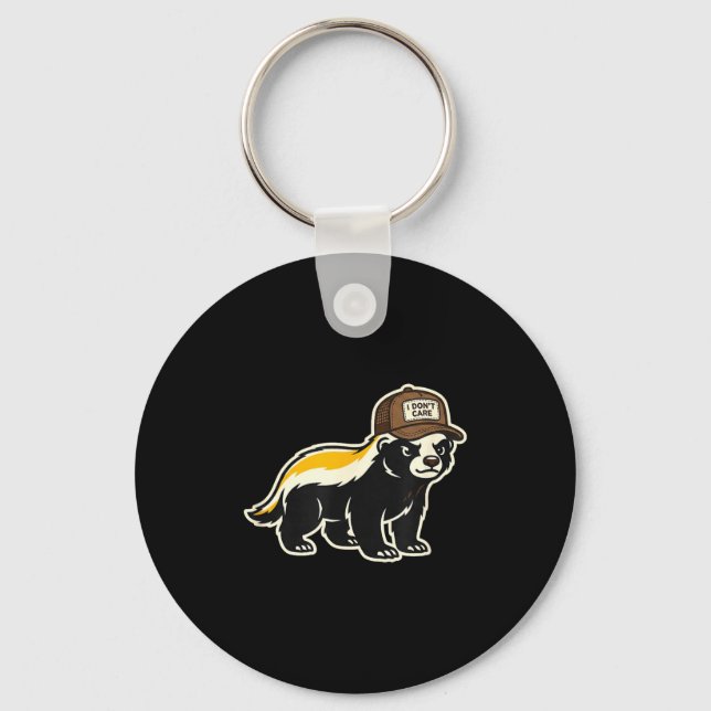 Honey Badger I Don't Care Trucker Funny Animal Art Keychain (Front)