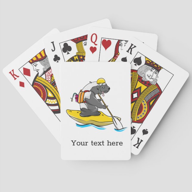 Honey badger in a kayak playing cards (Back)