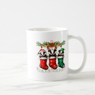 Honey Badger In Christmas Socks Lights Honey Badge Coffee Mug