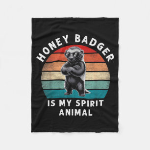 Honey Badger Is My Srit Animal Funny Vintage Wildl Fleece Blanket