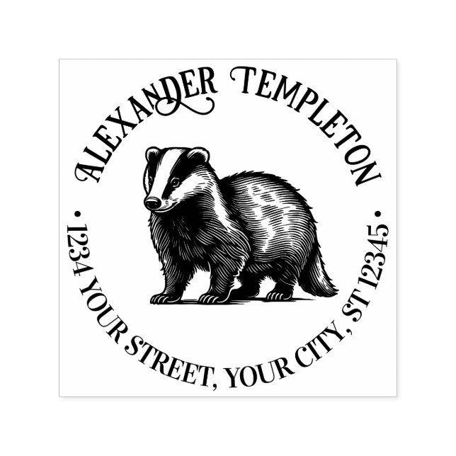 Honey Badger Name Return Address #1P Self-inking Stamp (Design)