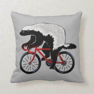 Honey Badger On a Bicycle Throw Pillow