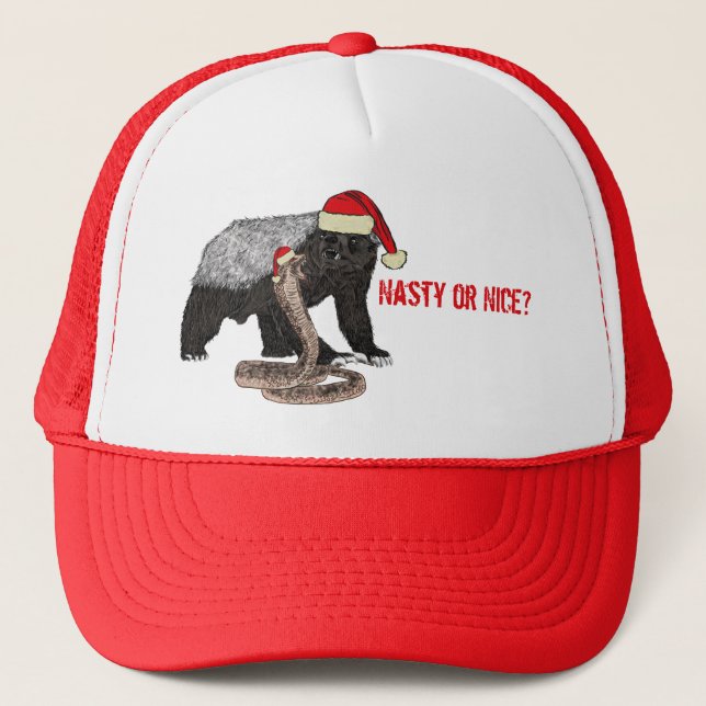 Honey Badger Snake Funny Badass Festive Slogan Trucker Hat (Front)