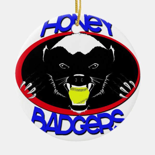 Honey Badger Softball Ceramic Ornament (Front)