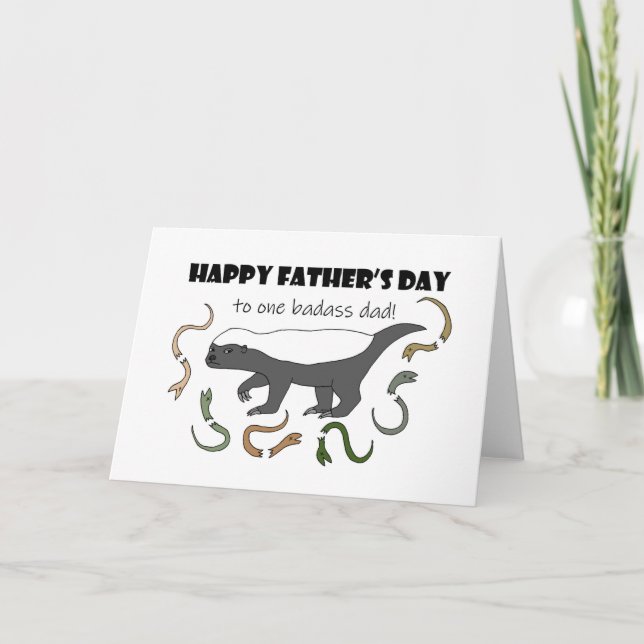 Honey Badger to one Badass Dad Funny Father's Day Card (Front)