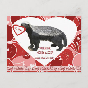 Honey Badger Valentine's Day Postcards