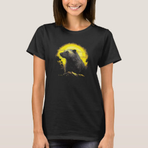 Honey Badger With Full Moon in Background T-Shirt