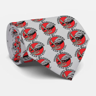 Honey Badgers Fear no Evil Badass Red Animal Art Tie