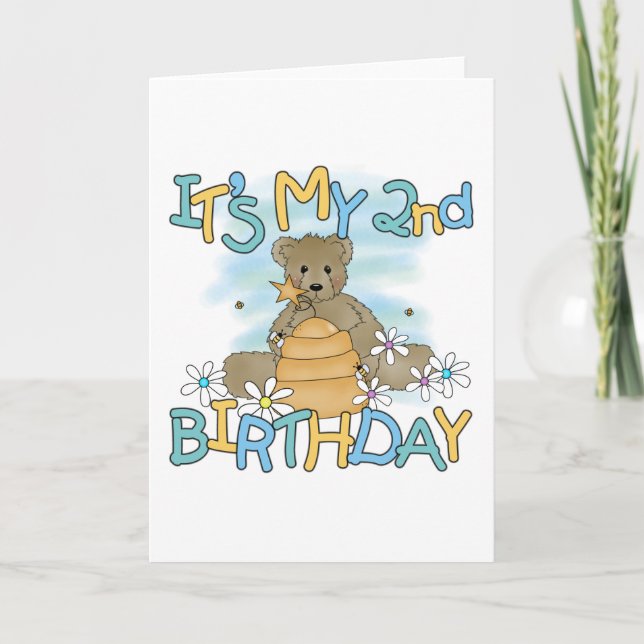 Honey Bear 2nd Birthday T-shirts and Gifts Card (Front)