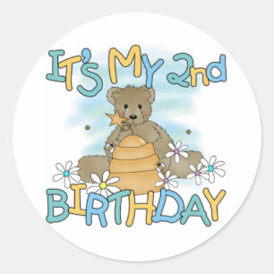 Honey Bear 2nd Birthday T-shirts and Gifts Classic Round Sticker