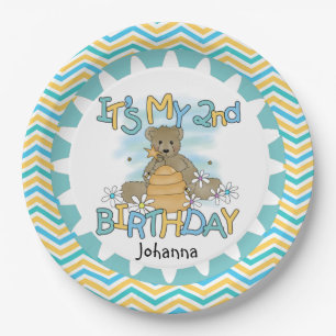 Honey Bear 2nd Happy Birthday Paper Plates