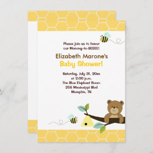 Honey Bear and Bee Baby Shower Invitation 4x6