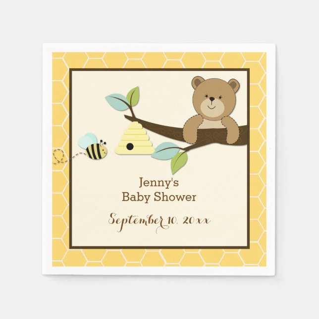 Honey Bear and Bee Customized Napkins (Front)