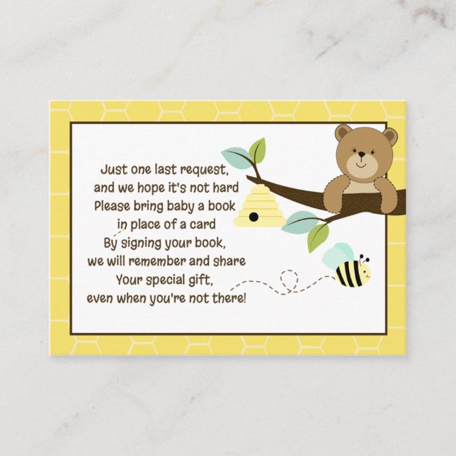 Honey Bear and Bee Enclosure Book Request Cards (Front)