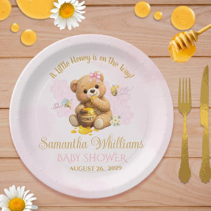 Honey Bear Baby Shower - A Little Honey Baby Showe Paper Plate