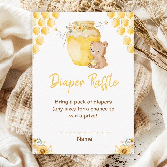 Honey Bear Baby Shower Diaper Raffle Enclosure Card (Creator Uploaded)