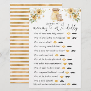 Honey Bear Baby Shower  "Guess Who" Game