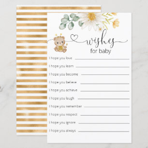 Honey Bear Baby Shower Wishes For Baby Card
