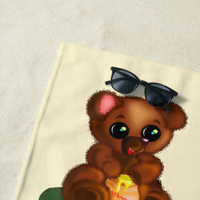 Honey Bear Beach Towel Custom Colours (In Situ)