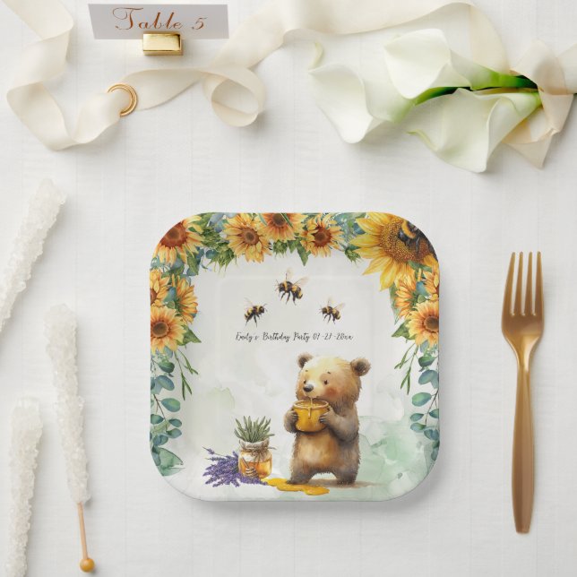Honey Bear Birthday Party Cake Paper Plates (Wedding)