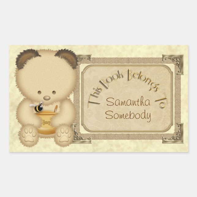 Honey Bear Bookplate Stickers (Front)