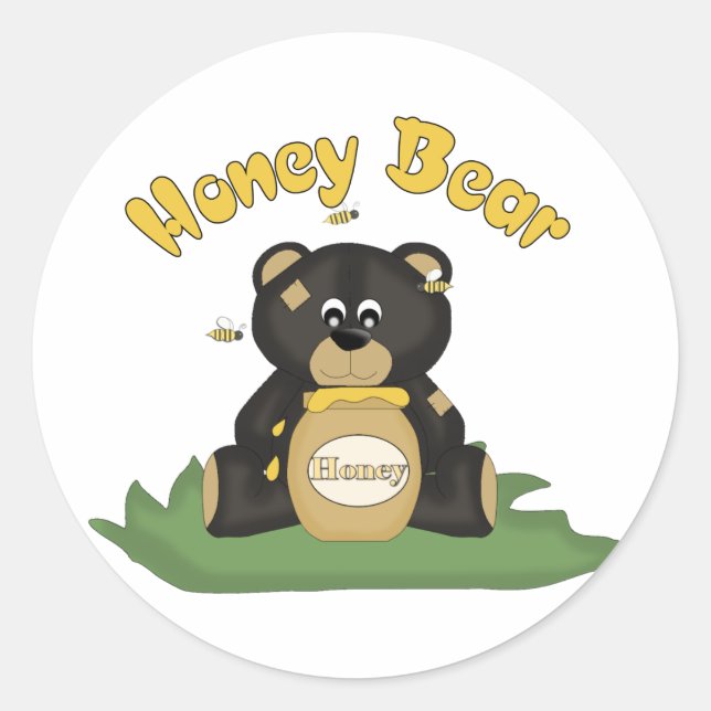 Honey Bear Classic Round Sticker (Front)