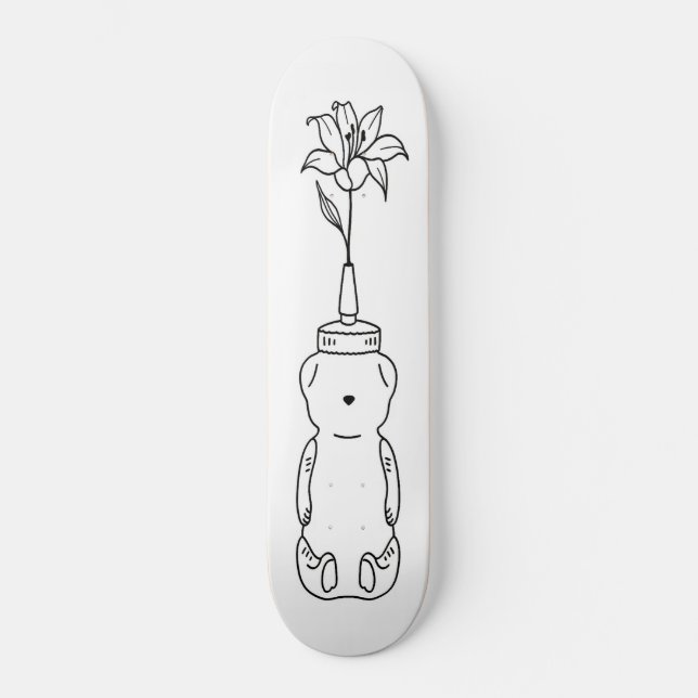 Honey Bear Deluxe Flower Whiteout Skateboard (Front)