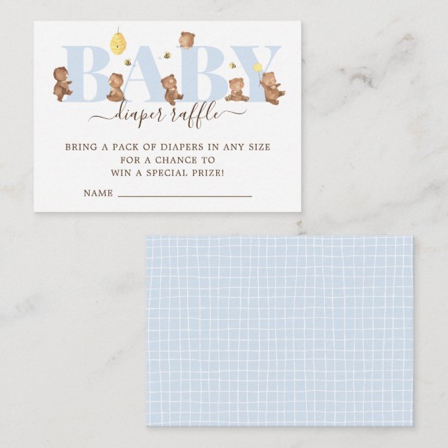 Honey Bear Diaper Raffle  Enclosure Card (Front/Back)
