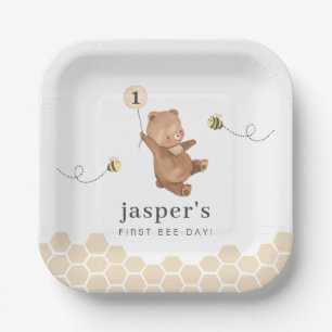 Honey Bear First Bee-day Paper Plate
