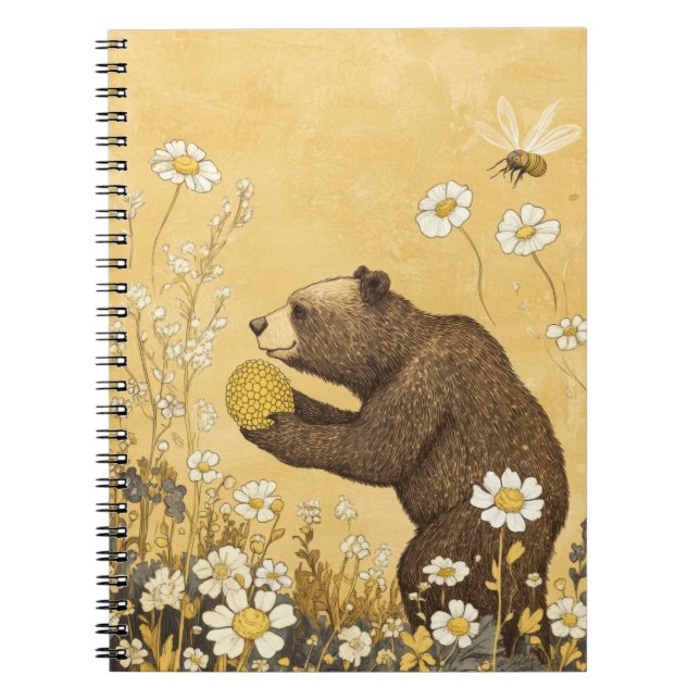 Honey Bear in Wildflower Meadow Notebook (Front)