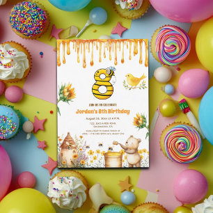 Honey Bear Invitation de fête du 8e anniversaire