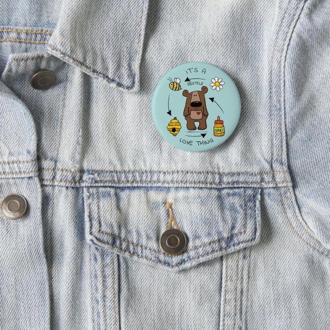 Honey Bear- The Recycler 2 Inch Round Button (In Situ)