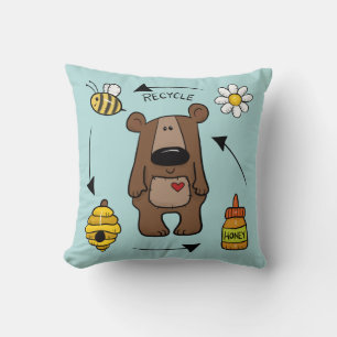 Honey Bear- The Recycler Throw Pillow