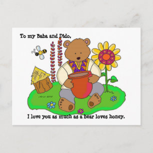 Honey Bear Ukrainian Folk Art Postcard