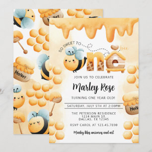 Honey Bee 1er Anniversaire Fête Invitation