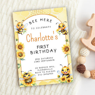 Honey Bee 1st Birthday Invitation