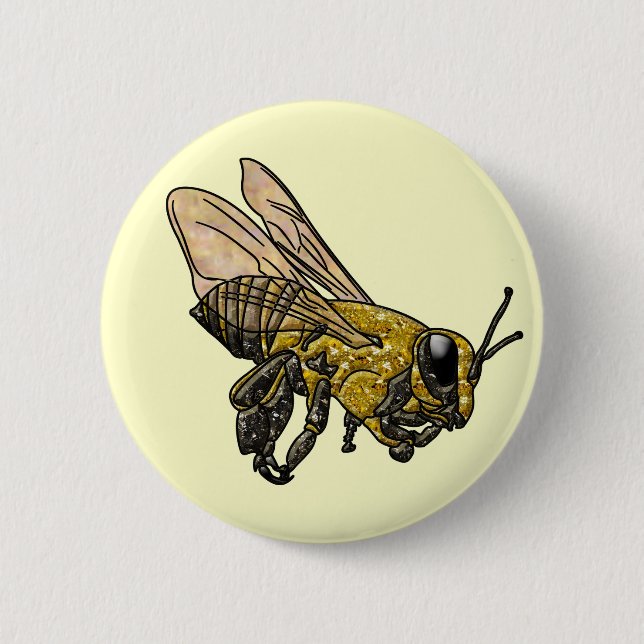 Honey Bee 2 Inch Round Button (Front)