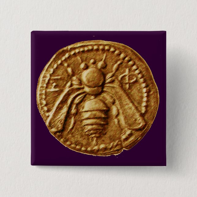 HONEY BEE 2 INCH SQUARE BUTTON (Front)