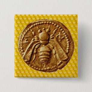 HONEY BEE 2 INCH SQUARE BUTTON