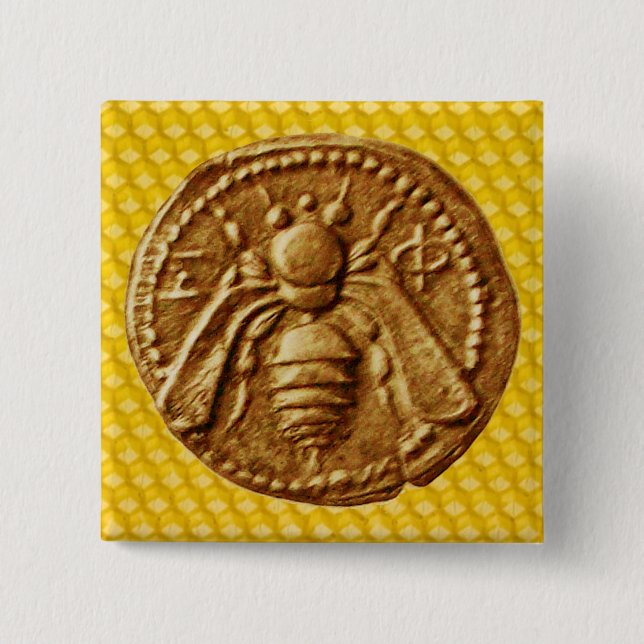 HONEY BEE 2 INCH SQUARE BUTTON (Front)