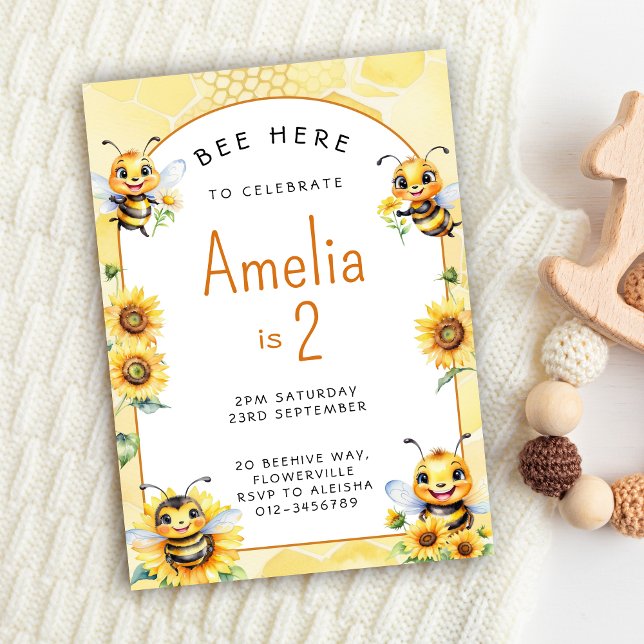 Honey Bee 2nd Birthday Invitation (Creator Uploaded)