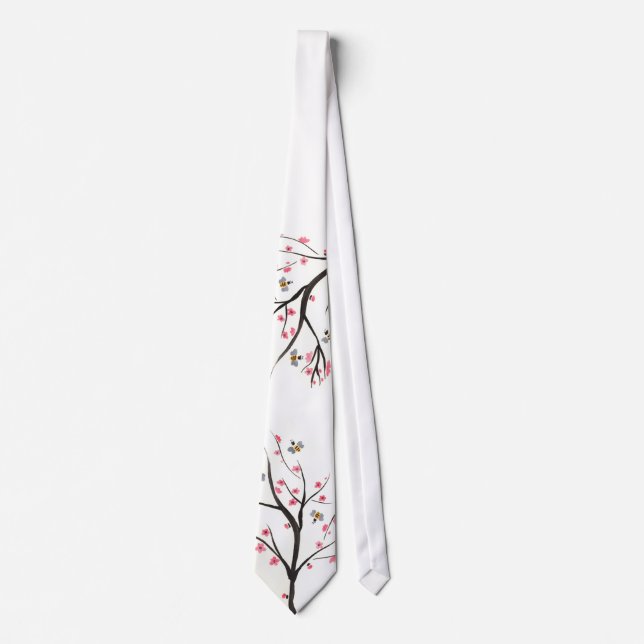 Honey Bee And Cherry Blossom Tie (Front)