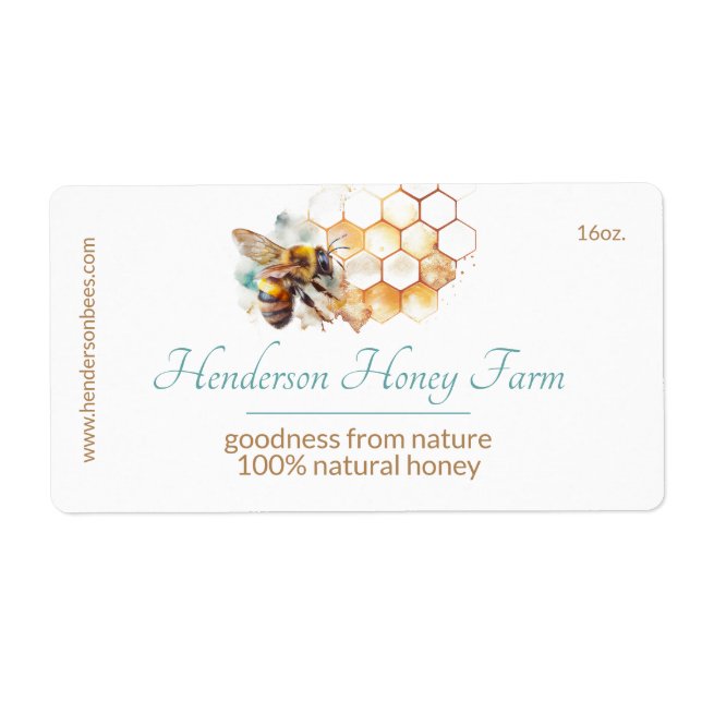 Honey Bee and Comb Label (Front)